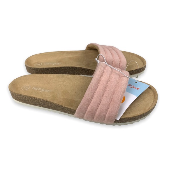 Cat & Jack Other - 85. Cat & Jack Slip On Faux Suede Open Toe Footbed Flat Sandals Youth Girls 2